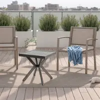 STILVORA Bijzettafel - Vierkant En Weerbestendig - Voor Tuin, Patio En Balkon - Aluminium Donkergrijs - 45x45x47 Cm