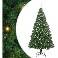 vidaXL Kunstkerstboom Groen 240 cm PVC en Staal en Kunststof