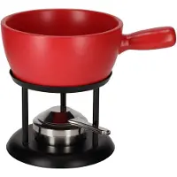 Jens Living Fondue Set Rood Large - Keramische Fondueset met Brander en 4 Vorkjes