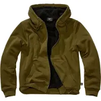 Brandit Trui met capuchon - Sweatjacket Teddylining - M tot 4XL - voor Mannen - olijf | Maat 3XL