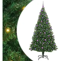 vidaXL Kunstkerstboom Groen 210 cm PVC en Staal en Kunststof