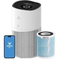 Vibrix PureFlow70 Luchtreiniger / Air Purifier – HEPA H13 + koolstoffilter – 468 m³/u – Voor kamers tot ca. 70 m² – Ionisator – App-bediening – Zeer stil met slaapstand – Luchtkwaliteitindicator