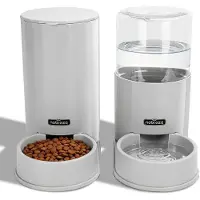 Nobleza Automatische Dierenvoederset - Set van 2 - Voerbak - Fontein kat - Dier Voeder - Grijs