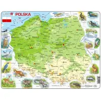 Larsen Układanka Polska Mapa fizyczna 61 elementów - Puzzel Polen Fysieke kaart 61 stukjes