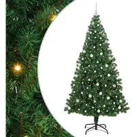 vidaXL Kunstkerstboom Groen 240 cm PVC en Staal en Kunststof