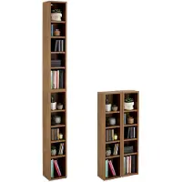 Idimex CD DVD-rek CHART met 10 vakken, CD-standaard opbergruimte in donkerbruin eiken look voor maximaal 160 CD's, 20x186,5 cm (breedte x hoogte) - hoofdafbeelding
