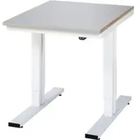 RAU werktafel Adlatus, elektrisch in hoogte verstelbaar, 25 mm MDF-plaat met roestvrijstalen coating, tot 300 kg, B 750 x D 1000 x H 720-1120 mm, zilver/lichtgrijs