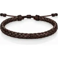 LGT JWLS Heren Armband Gevlochten Leer Bruin Verstelbaar
