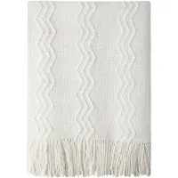 Domarex Acryl Plaid Lyon Franjes 130x170cm Crème Scandinavisch