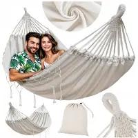 Domarex XXL Hamak 280x150cm 2 Persoons 150kg Katoen Boho Stijl
