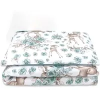 Zavelo Wasbaar Dekbed - Dekbedset met Print Hertje Groen 135x100 cm + Kussen 40x60 cm