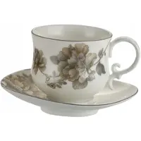 Marco polo Merkloos Elegante Porseleinen Kop en Schotel, 220ml, Bloemendessin