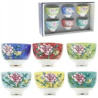 MPLCo Porseleinen theekopjes set van 6, 80ml, met gouden decoratie