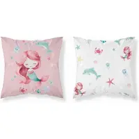 Mayamoo Kinderkussenhoes 40x40cm Zeemeermin Roze met Zeedieren -