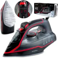 Berdsen BD-331 Stoomstrijkijzer met keramische zoolplaat, 2600 W, zwart-rood
