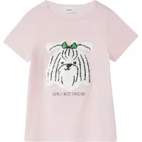 s.Oliver T-shirt lichtroze Meisjes Katoen Ronde hals Printopdruk - maat 104/110 - pailletten