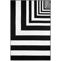 Zwoltex Groot Egyptisch Katoen Strandlaken 100x160 cm Wit Zwart 3D