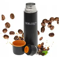 Odelo RVS Thermos Fles 1000ml - Zwart, Ideaal voor Koffie, Thee & Water