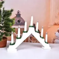 Led Kerstdecoratie Raamkaarsenhouder Wit 38x30cm