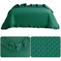 Cotton World Pikante Dekbedovertrek Rosella 200x220cm met Ruche - Smaragd Groen