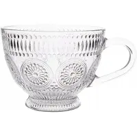 Altomdesign Grote Glazen Mok met Oor en Voet - 430ml - Decoratief