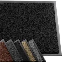 VOUNOT Hoogwaardige deurmat voor binnen en buiten, vuilvanger, antislip, wasbaar en weerbestendig, deurmat voor entree en buitenruimtes, gangloper, dun 60x90cm, zwart