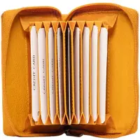 LeonDesign Pasjeshouder - Echt Leer - Lichtgeel - Luxe Creditcardhouder - Compacte Portemonnee voor Heren & Dames
