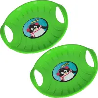 KOTARBAU 2 stuks Glijschotel, Sneeuwschijf, Kunststof, 60 cm, Groen, Sneeuw Slee, met Handgrepen, voor Kinderen en Volwassenen, Schotel Slee Plastic, Bobsleeën, Sneeuwglijder, Duurzaam