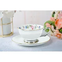 Marco polo Porseleinen Kop en Schotel met Bloemendecor, 200 ml