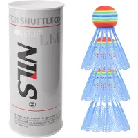 NILS NBL6091 – Set van 3 Synthetische Trainings Shuttles met LED & EVA Basis – Nylon Basket – Duurzaam & Nachtspel