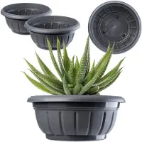 Kadax Verona bloempot schaal 23 cm grafiet – set van 2 stuks, kunststof