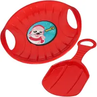 KOTARBAU Sneeuwschijf Set, Kunststof, 60 cm, Rood, Schotel Slee Plastic, 34x53 cm, Sneeuw Slee, Rodelen, Lichtgewicht, Voor Kinderen En Volwassenen, Bobsleeën, Sneeuwglijder