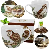 Duo Porseleinen Mok 460ml - Elegante Mok met Uil, perfect cadeau