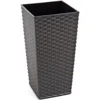 Lamela Grijze Rotan Plantenbak 40x40x75cm met Inzetstuk