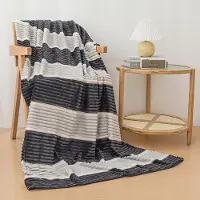 Cotton World Zachte Microvezel Plaid / Deken Grijs 200x220 cm - Elegant Gestreept