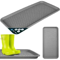 KOTARBAU Schoenenlekbak, Lekbak Schoenen, Kunststof, 38 x 76 cm, Grijs, Schoenendruipbak, Schoenmat, Laarzen Afdruipmat, Schoenafdruipbak, Schoenenschaal, Lekbak voor Natte Schoenen