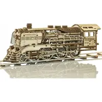 Wooden City Houten 3D Puzzeltrein met rails - Mechanisch model