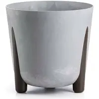 HowHomely Grote Betonlook Pot met Poten - Grijs - 30x29cm