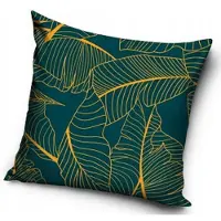 Carbotex Decoratieve Kussenhoes 40x40 cm Groen met Gouden Bladeren