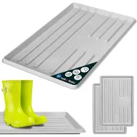 KOTARBAU 2 stuks Schoenenlekbak, Lekbak Schoenen, Kunststof, 60 x 40 cm, Grijs, Schoenendruipbak, Schoenmat, Laarzen Afdruipmat, Lekbak voor Natte Schoenen, Schoenafdruipbak, Schoenenschaal
