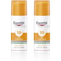 Eucerin Sun Oil Control Gel-Crème Zonnebrand Gezicht - SPF 50+ - Zonbescherming voor Vette en Acne-gevoelige Huid - Voordeelverpakking -2x 50 ml