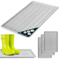 KOTARBAU 3 stuks Schoenenlekbak, Lekbak Schoenen, Kunststof, 45 x 30 cm, Grijs, Schoenendruipbak, Schoenmat, Laarzen Afdruipmat, Lekbak voor Natte Schoenen, Schoenafdruipbak, Schoenenschaal