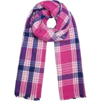 Yehwang Luxe warme Shawl - Sjaal geruite print Fuchsia Roze - cadeau idee kerst - laaste - winter - gift - present