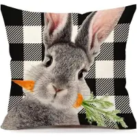 ECarla Decoratieve Paaskussenhoes 45x45cm set Konijn - 100% Linnen