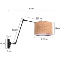 Steinhauer Zwarte wandlamp Prestige Chic met kurk kap Ø30cm