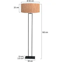 Steinhauer Stang 4338ZW vloerlamp – zwart staal met kurken kap Ø50 cm