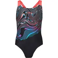 Speedo Digital Placement Powerback Swimsuit Zwart 9-10 Years Meisje