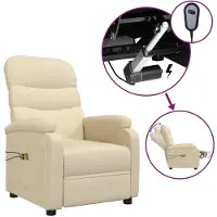vidaXL Massagestoel elektrisch stof crèmekleurig