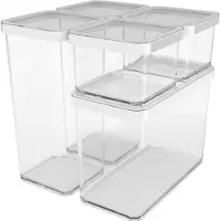 Rotho Loft voedselbewaardozen - set van 5 stuks - wit - 2x 2,1 Liter, 2x 0,5Liter en 1x 1 liter