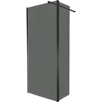 Balmani Move inloopdouche met beweegbare zijwand 100 x 200 cm rookglas met coating, mat zwart profiel